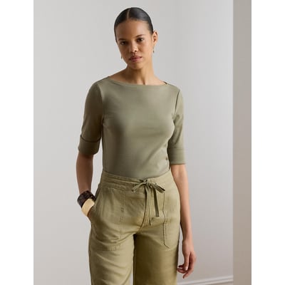 T-shirt met boothals en korte mouwen LAUREN RALPH LAUREN