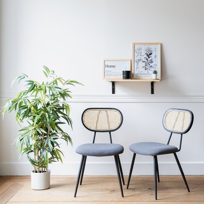 Chaise vintage, cannage et tissu, ELENA HAPPY GARDEN