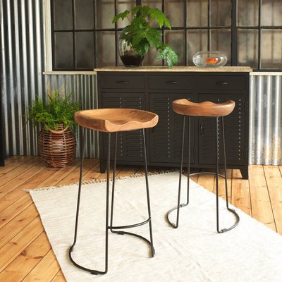 Tabouret de bar en bois d'acacia  HAVANA MADE IN MEUBLES 