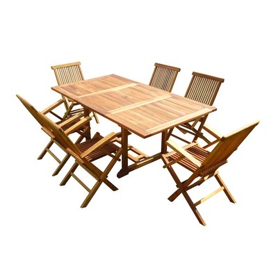Ensemble salon de jardin en teck aspect huilé SIDAN 6 fauteuils pliants JUMAK C ET L JARDIN
