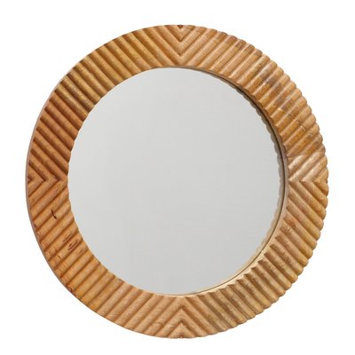 Miroir rond en bois de manguier taillé 56x56x2.5cm WADIGA
