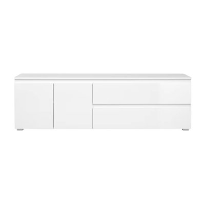 Long meuble TV blanc 2 portes 2 tiroirs ALVA PIER IMPORT