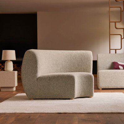 Fauteuil d’angle modulable en acacia massif et tissu gris SWANN TIKAMOON