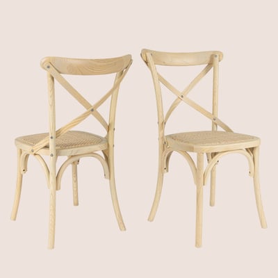Chaises bistrot en rotin (lot de 2) - ESTAMINET HELLIN, DEPUIS 1862