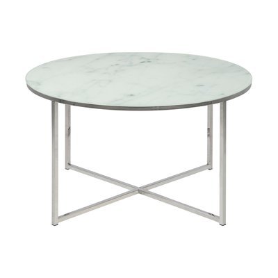 Table basse ronde effet marbre en bois et métal TOILINUX