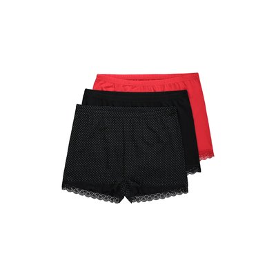 Lot de 3 shorties, dentelle et motif à pois ULLA POPKEN