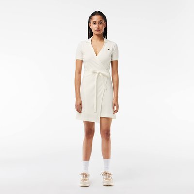 Robe cache-cœur en mini Piqué stretch LACOSTE