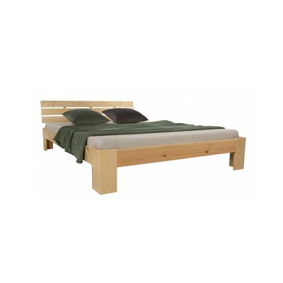 Lit double en bois futon 180x200 bois naturel HOMESTYLE4U