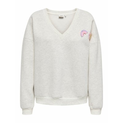 Sweat col V avec badge coloré ONLY