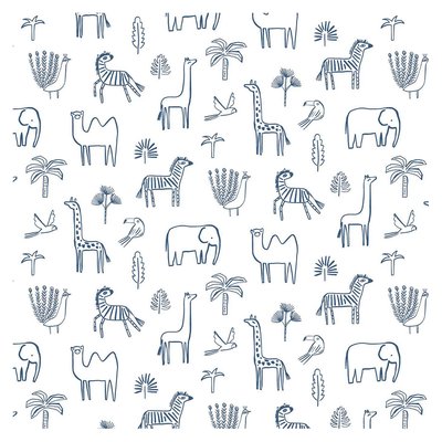 50x1000cm Funky Jungle Wallpaper Navy HARLEQUIN