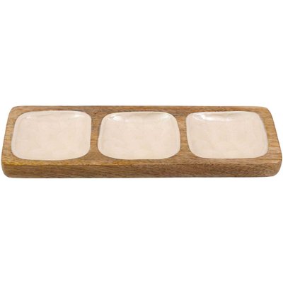 Plateau en manguier et émail Nacre 3 blocs JARDINDECO