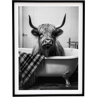 Tableau décoratif noir et blanc Cow bath 45 x 60 cm JARDINDECO