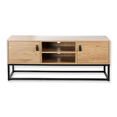 Meuble TV Décor Chêne 2 Portes 2 Niches L120 cm - JILL CALICOSY