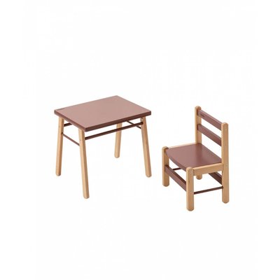 Pack Table enfant Gabriel + Chaise basse Louise Hybride vieux rose COMBELLE
