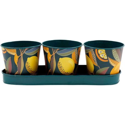 Set de 3 cache-pots en métal Citrus JARDINDECO