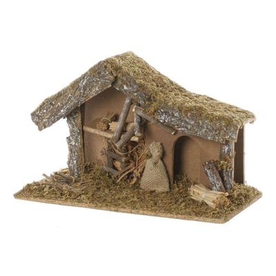 Crèche à garnir avec mousse et écorces H24 cm ATMOSPHERA