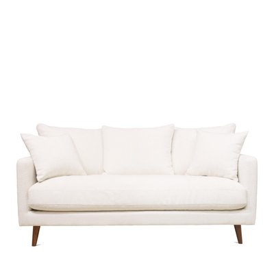 Canapé 3 places en tissu bouclette pieds bois - VILLABON DRAWER