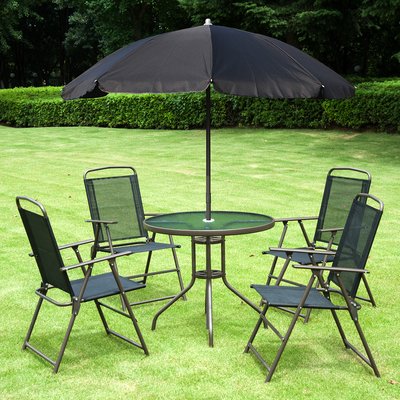 Ensemble salon de jardin 6 pcs - acier époxy café textilène polyester OUTSUNNY