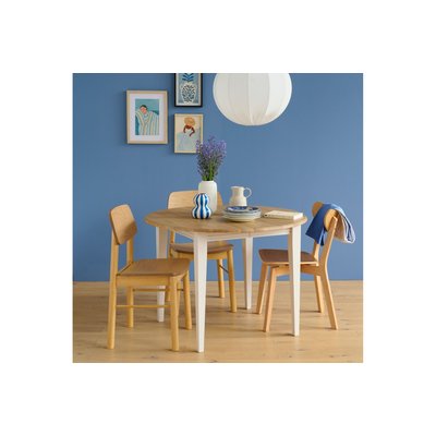 Table ronde extensible en chêne/grège 4/6 places D105 pieds fuseau - VICTORIA HELLIN, DEPUIS 1862