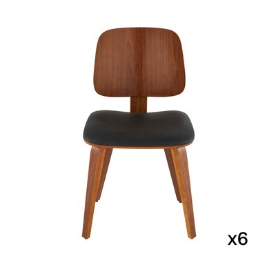 Lot de 6 chaises en vinyle noir H80,5 cm - BRAND SIGNATURE