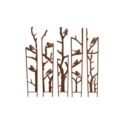 Treillis brise vue en 5 parties Oiseaux S : 87 x 1,5 x 117,2 cm JARDINDECO
