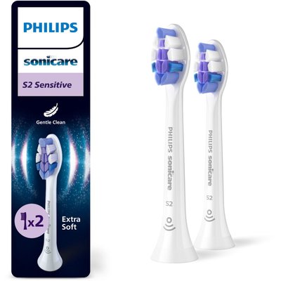 Brossette dentaire Sonicare lot de 2 - HX6052/87 white Sensitive S2 PHILIPS