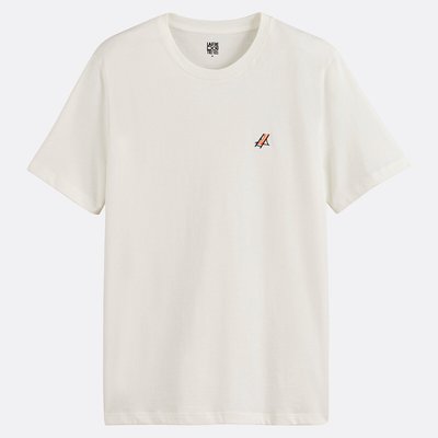 T-shirt de gola redonda, mangas curtas, bordada LA REDOUTE COLLECTIONS