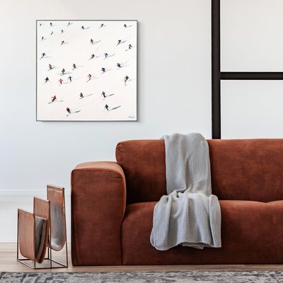 80x80cm Descending Skiing Framed Print SO'HOME