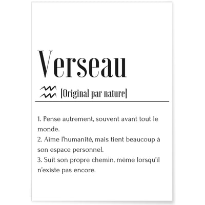 Affiche Définition Verseau L'AFFICHERIE