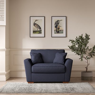 Florence Textured Woven Snuggle Chair with Dark Brown Wood Legs SO'HOME