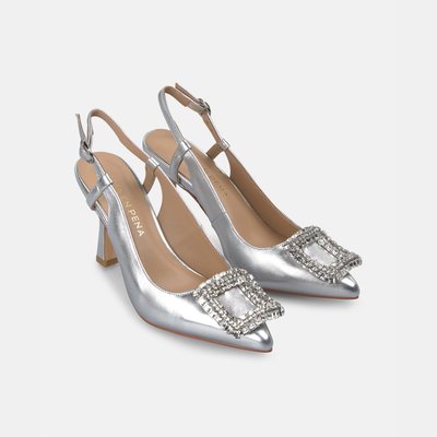 Chaussures à talons aiguilles avec bride et boucle carrée en strass ALMA EN PENA