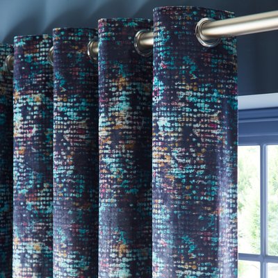 Eclipse Midnight Eyelet Lined Ready Made Curtains STUDIO G