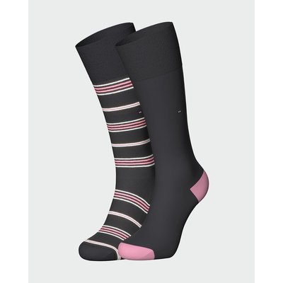Lot de 2 chaussettes hautes, 1 uni + 1 rayé EDEN PARK