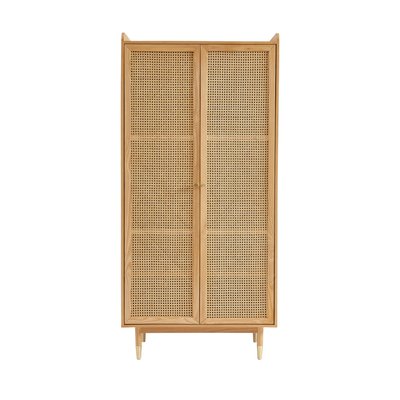 Armoire 2 portes en bois et cannage - BOMBONG DRAWER