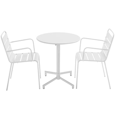 Table de jardin rabattable en métal et 2 fauteuils, PALAVAS OVIALA