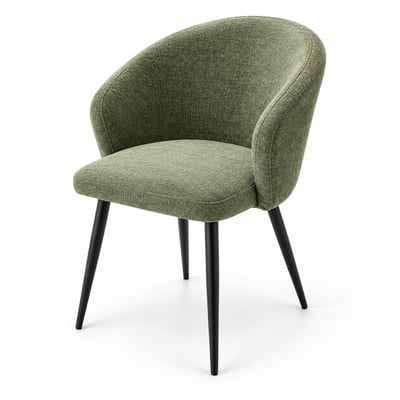 Chaise dossier rond tissu vert (lot de 2) IENA PIER IMPORT