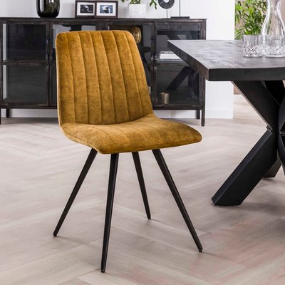 Chaise moderne moutarde en velours (lot de 2) JAVA PIER IMPORT