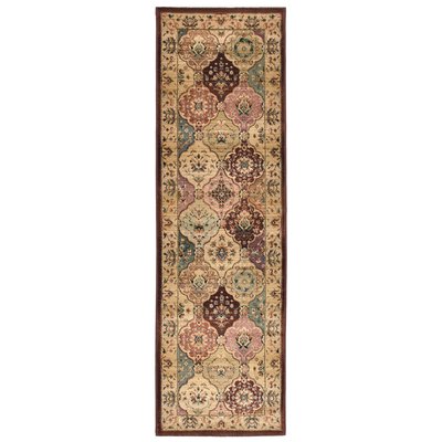 Tapis tissé à poils courts motif floral oriental couleurs chaudes - Gabiro THEKO