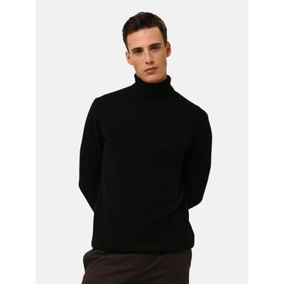 Pull Col Roulé 4 Fils Noir Sacha JUST CASHMERE