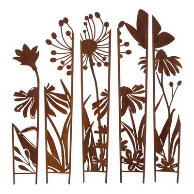 Treillis brise vue en 5 parties Fleurs S : 87 x 1,5 x 117,2 cm JARDINDECO