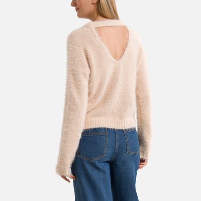 Пуловер из трикотажа с начесом, круглый вырез VERO MODA