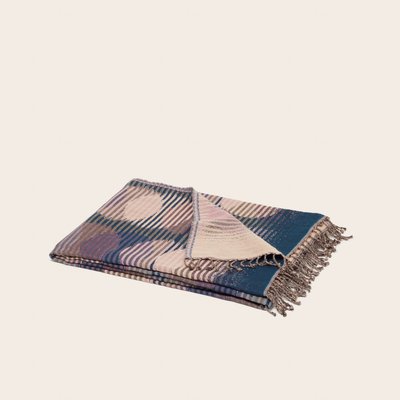 Plaid Laïli  en Jacquard de coton et laine mérinos Multicolore 140x200 cm MADURA