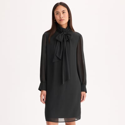 Jurk met lavallière-kraag, knielengte, lange mouwen ANNE WEYBURN