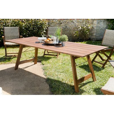 Table de jardin rectangulaire style contemporain en bois d'acacia 220x90cm SUMMER 10 personnes PIER IMPORT