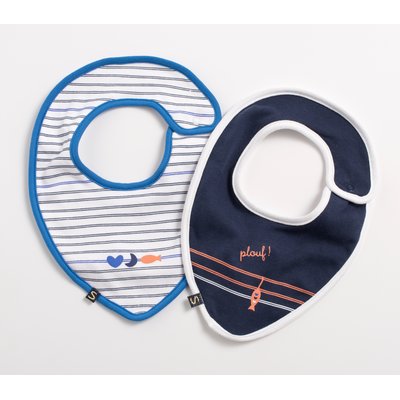 Lot de 2 bavoirs en coton marinière SAUTHON