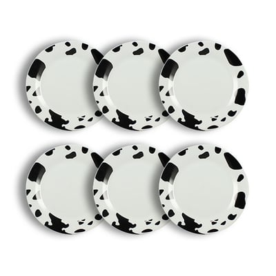 Lot de 6 assiettes plates 26.5cm en porcelaine, VACHE NOVASTYL