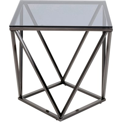 Table d'appoint en verre et acier, CRISTALLO KARE DESIGN