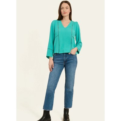 Chemise fluide col V brodée RONIE NAF NAF