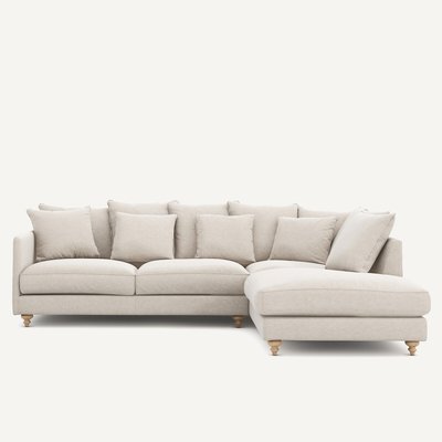 Canapé d'angle convertible, en toile chinée, LAZARE AM.PM