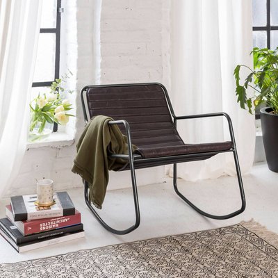 Rocking chair en cuir noir  SYDNEY MADE IN MEUBLES 